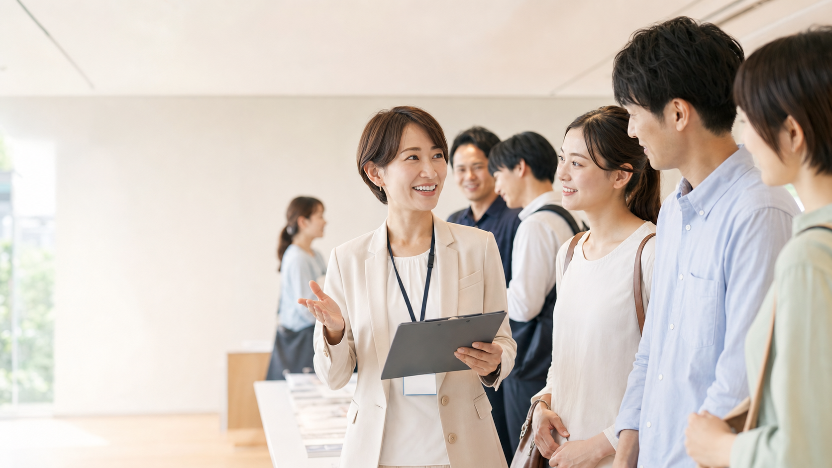 新規スタッフへ仕事の説明をするコーディネーター